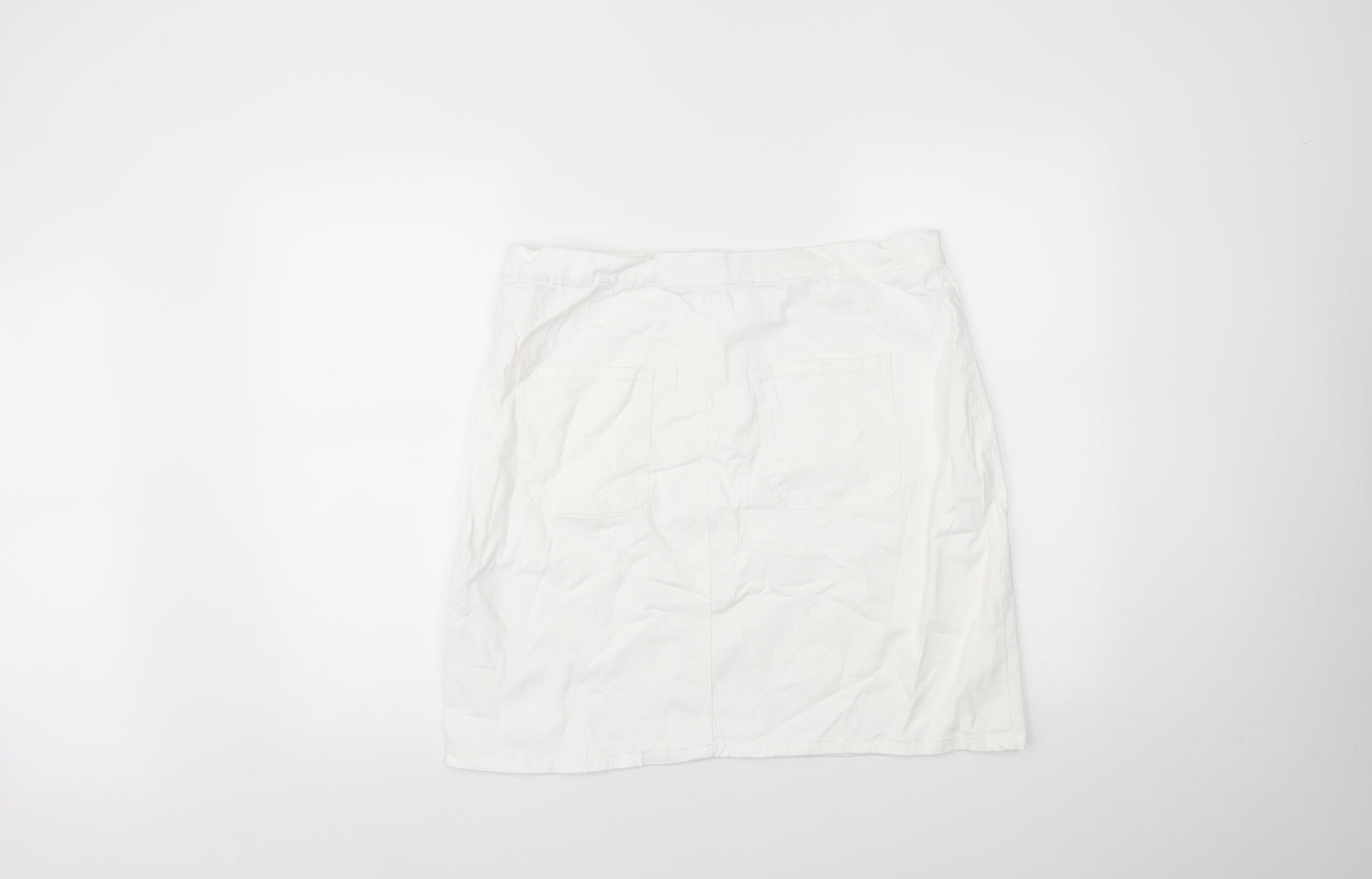 PRETTYLITTLETHING Womens White  Denim Mini Skirt Size 18