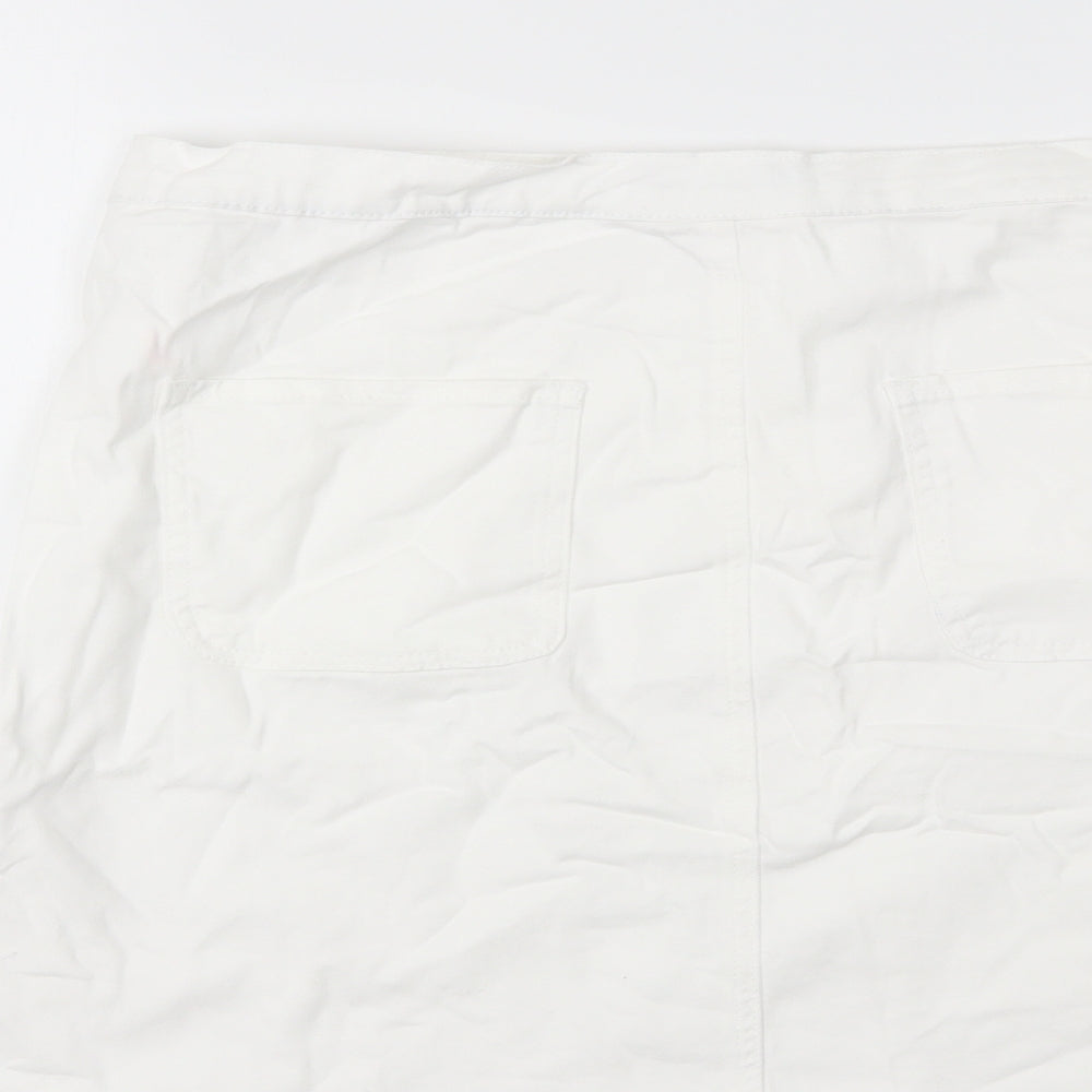 PRETTYLITTLETHING Womens White  Denim Mini Skirt Size 18
