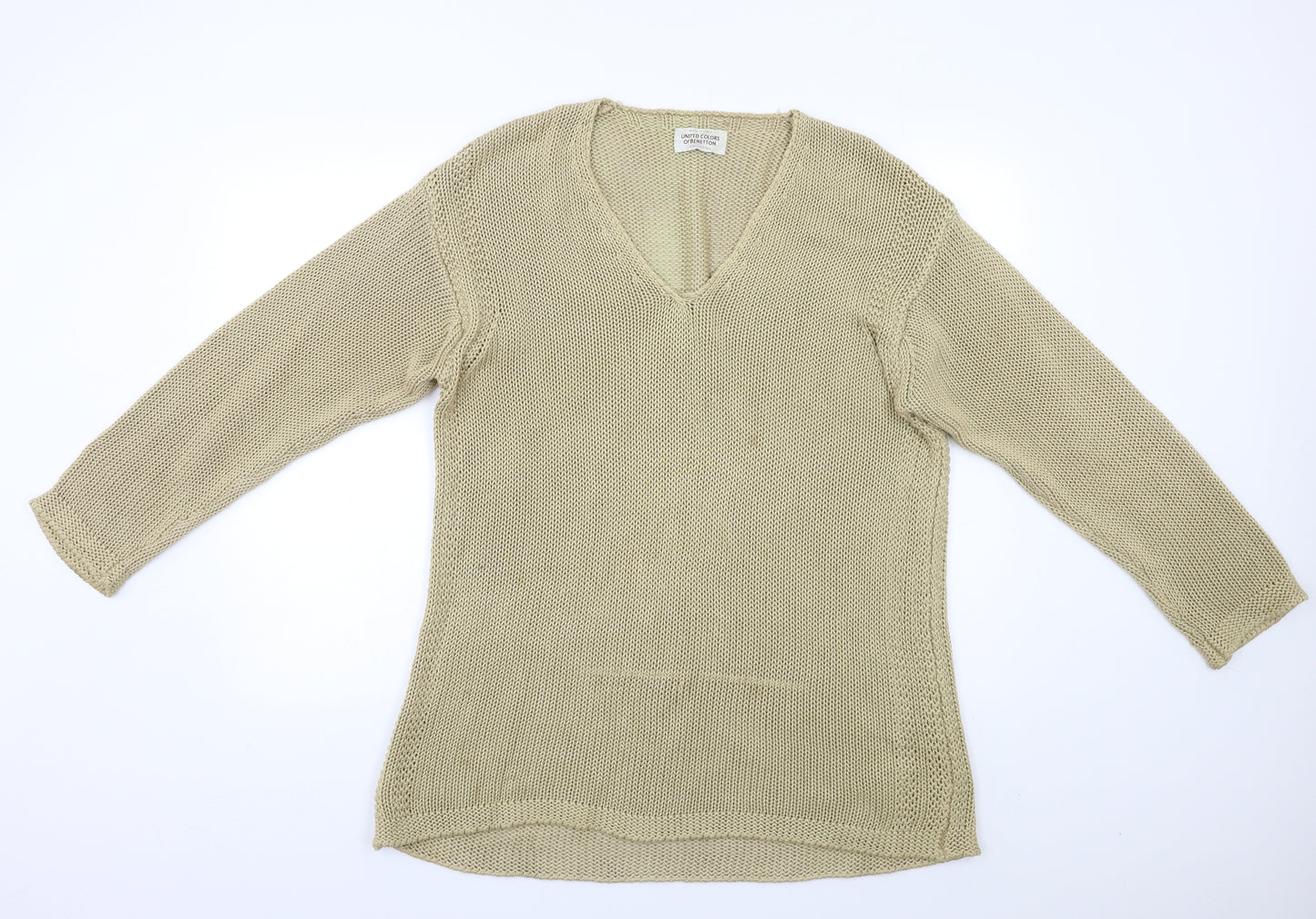 Benetton Womens Beige   Pullover Jumper Size M