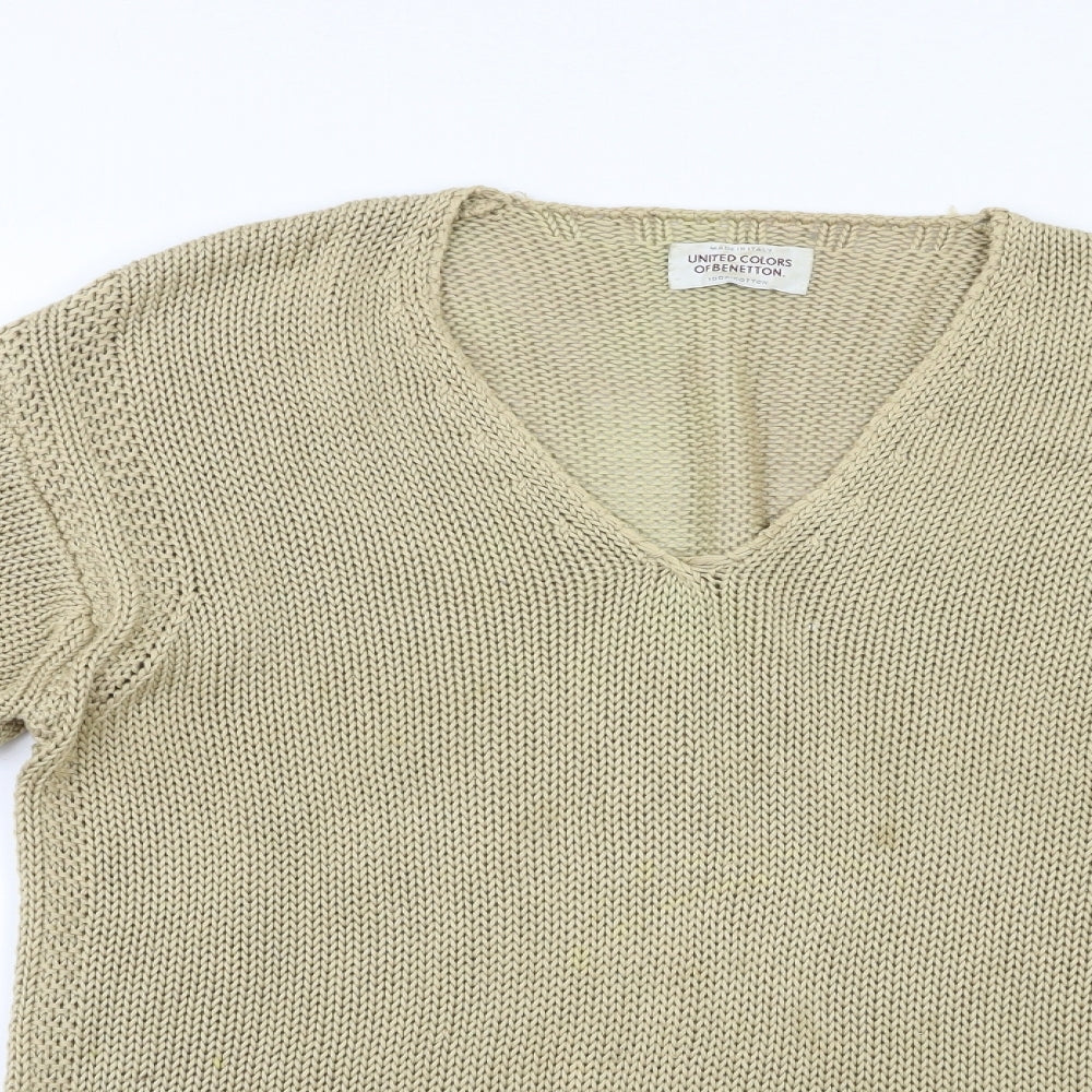 Benetton Womens Beige   Pullover Jumper Size M