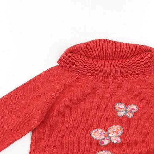 Vertbaudet Girls Red   Pullover Jumper Size 5 Years  - Butterflies