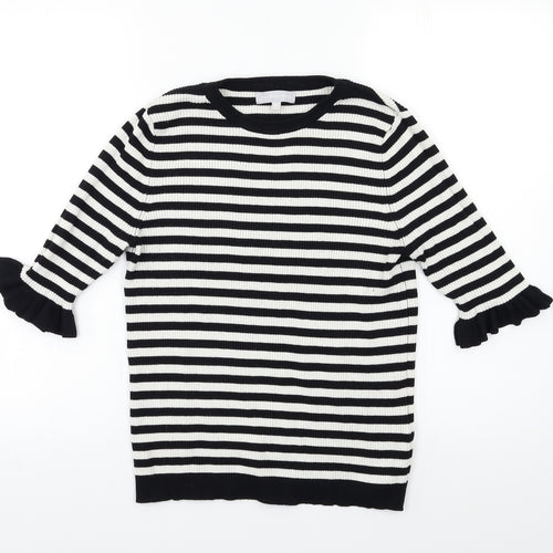 Debenhams Womens White Striped  Pullover Jumper Size 12