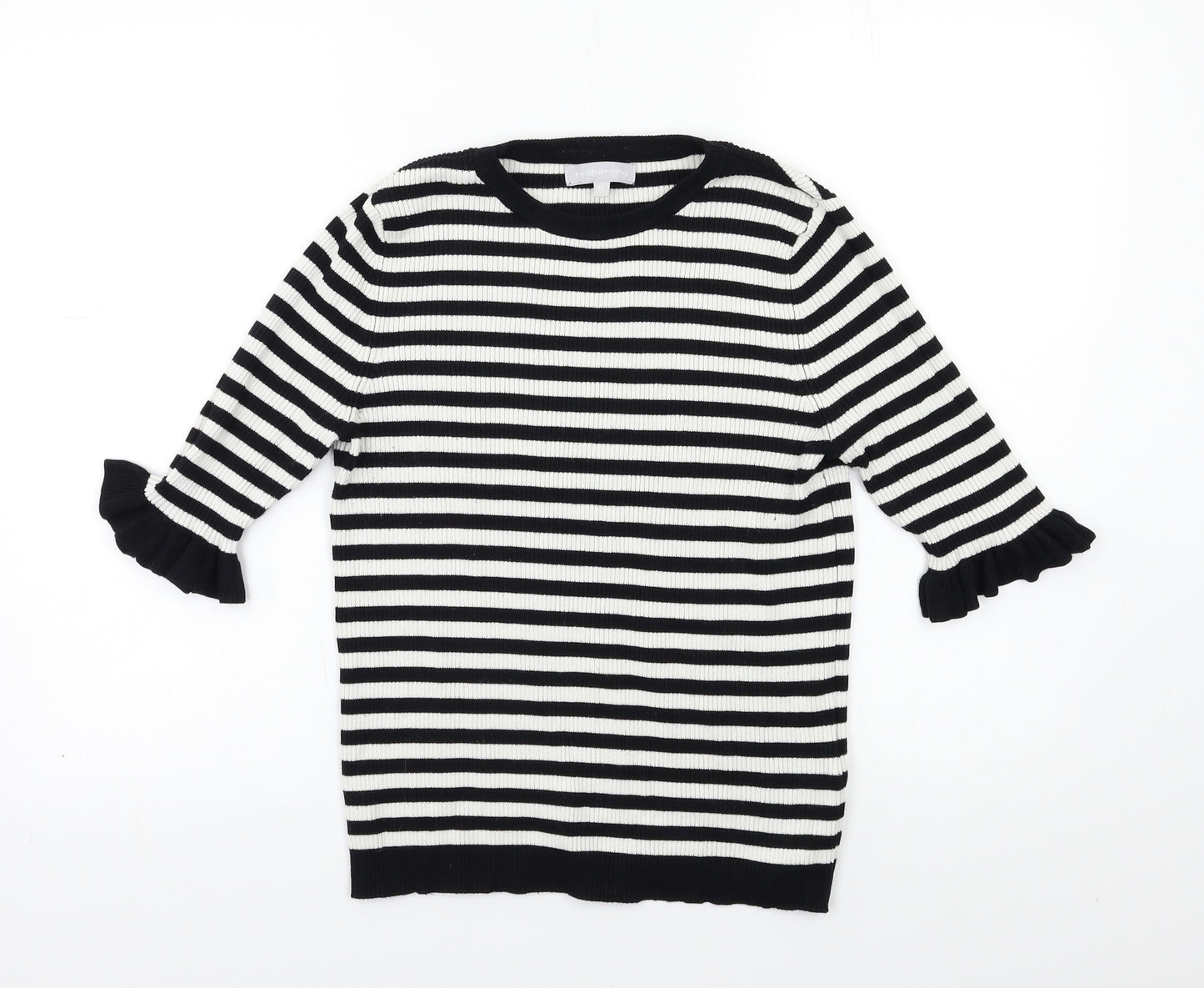 Debenhams Womens White Striped  Pullover Jumper Size 12
