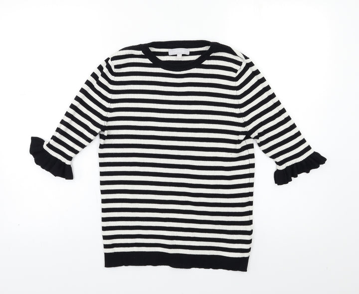 Debenhams Womens White Striped Pullover Jumper Size 12