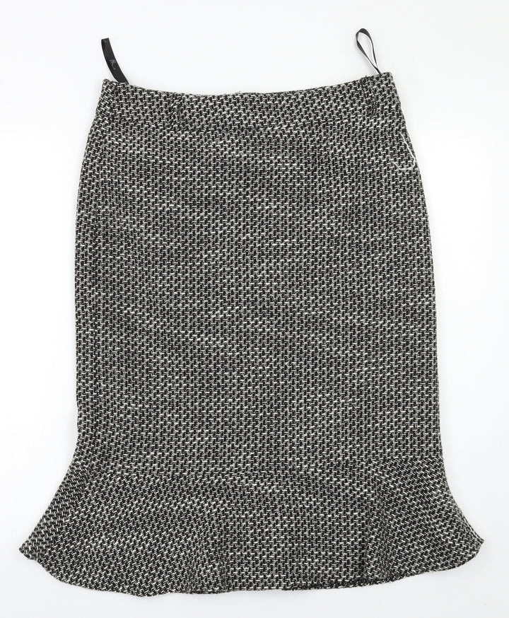 BHS Womens Black Check Straight & Pencil Skirt Size 10
