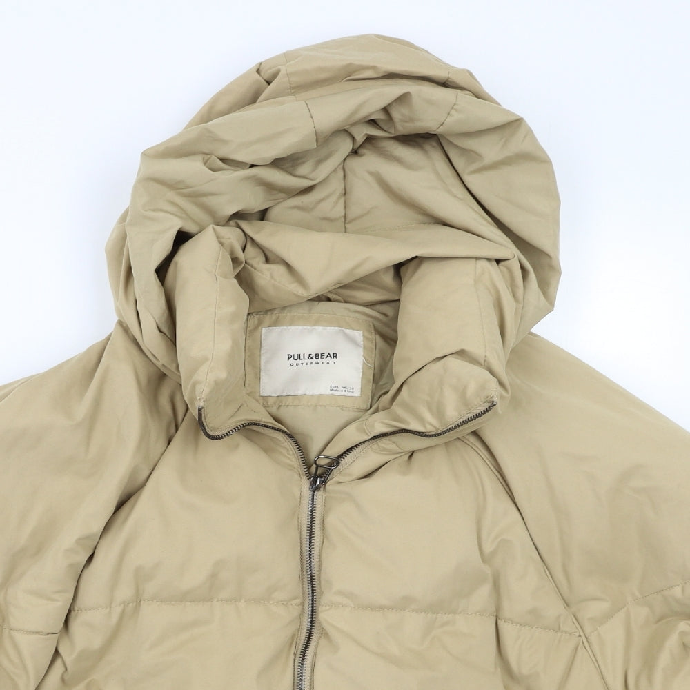 Pull & Bear Womens Beige   Puffer Jacket Jacket Size L