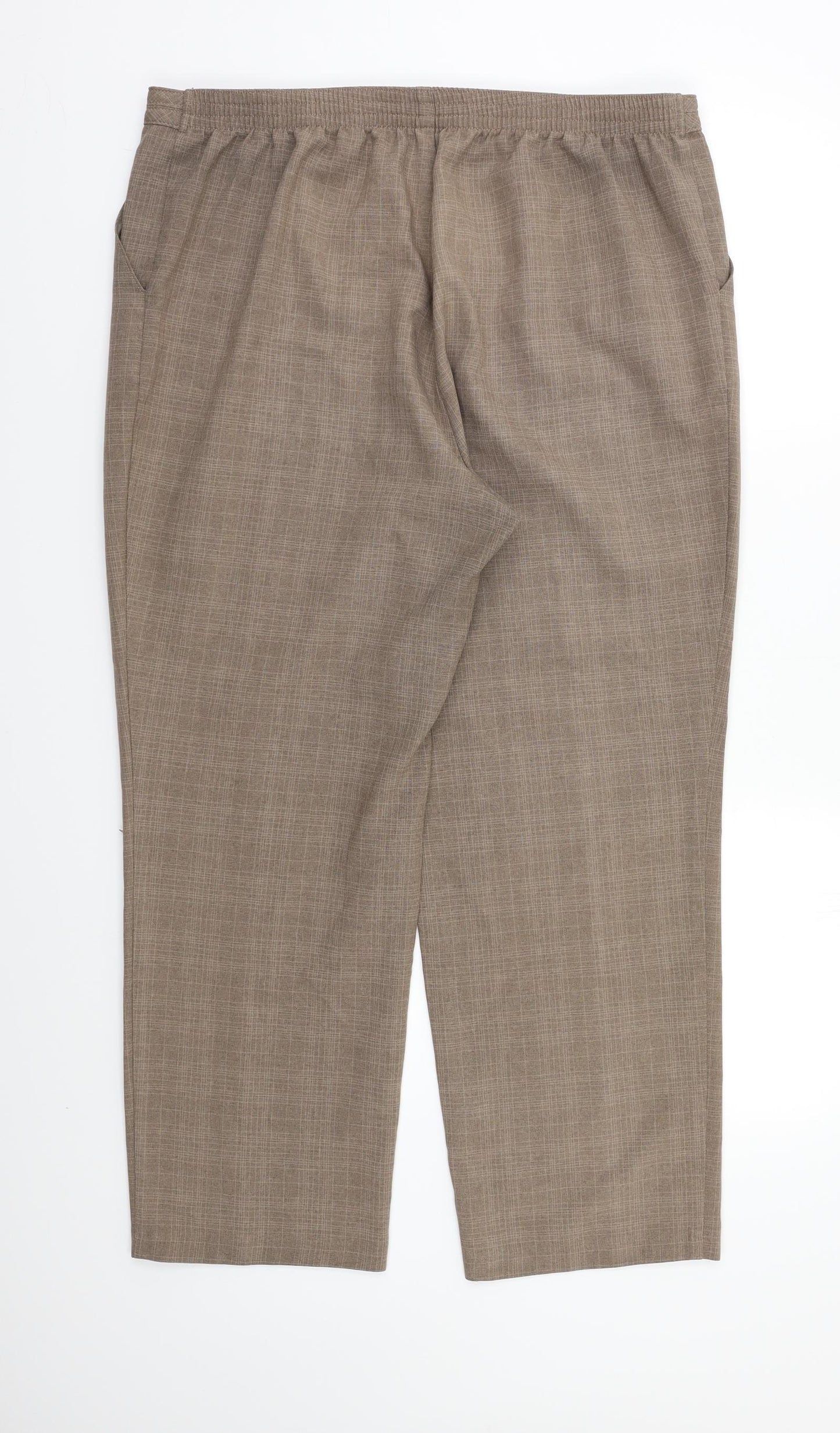 M&S Womens Beige Check  Trousers  Size 16 L25 in