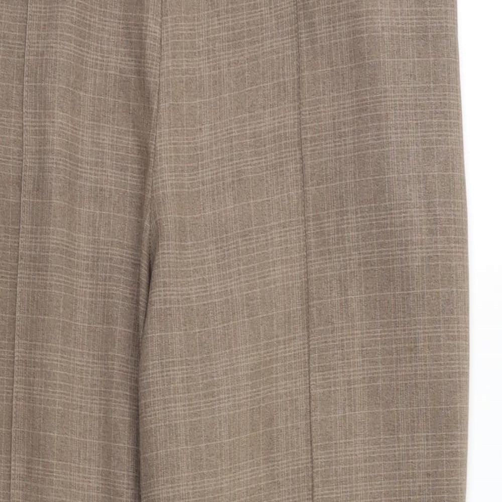 M&S Womens Beige Check  Trousers  Size 16 L25 in
