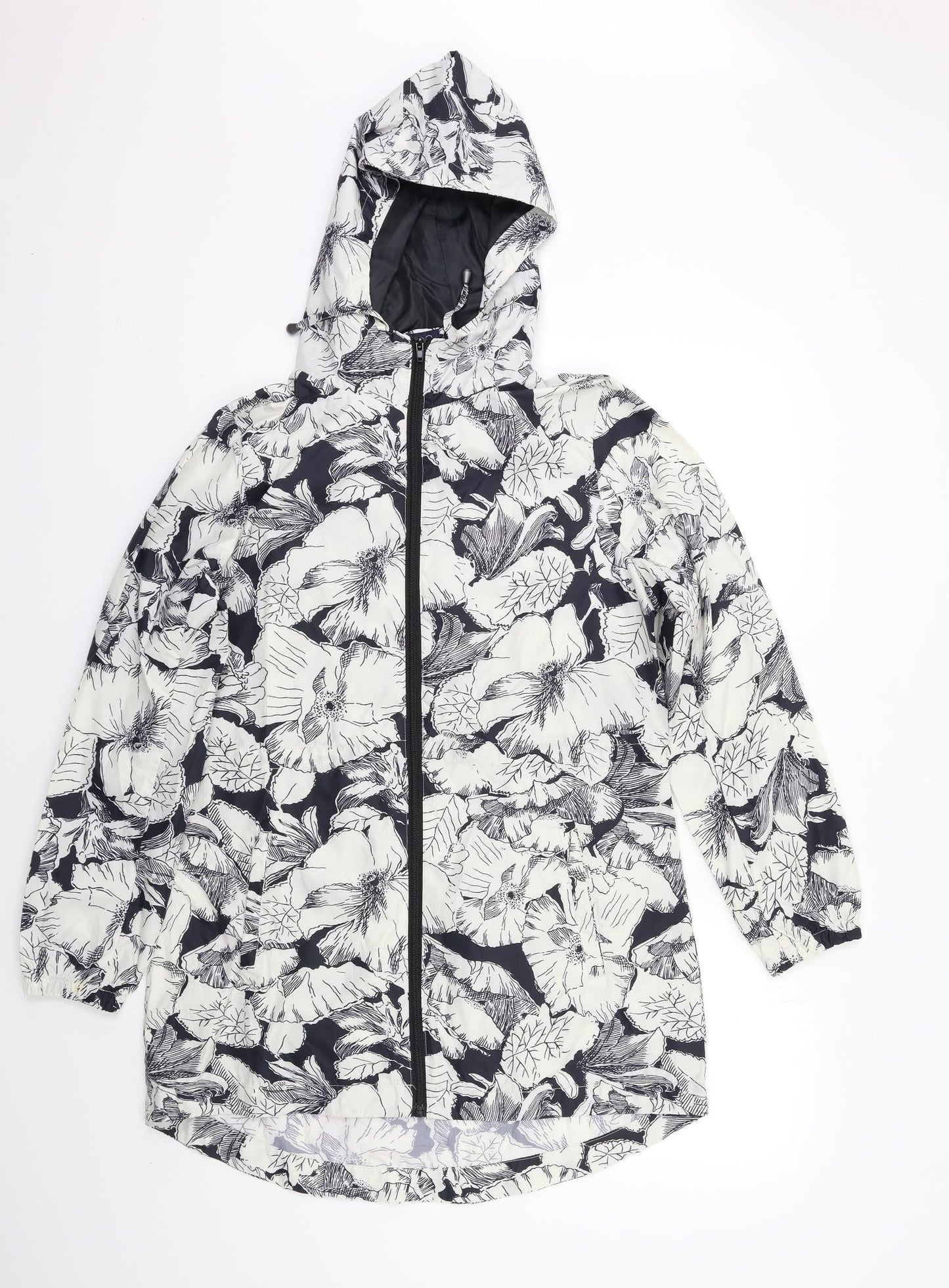 M&S Womens White Floral  Rain Coat Coat Size S