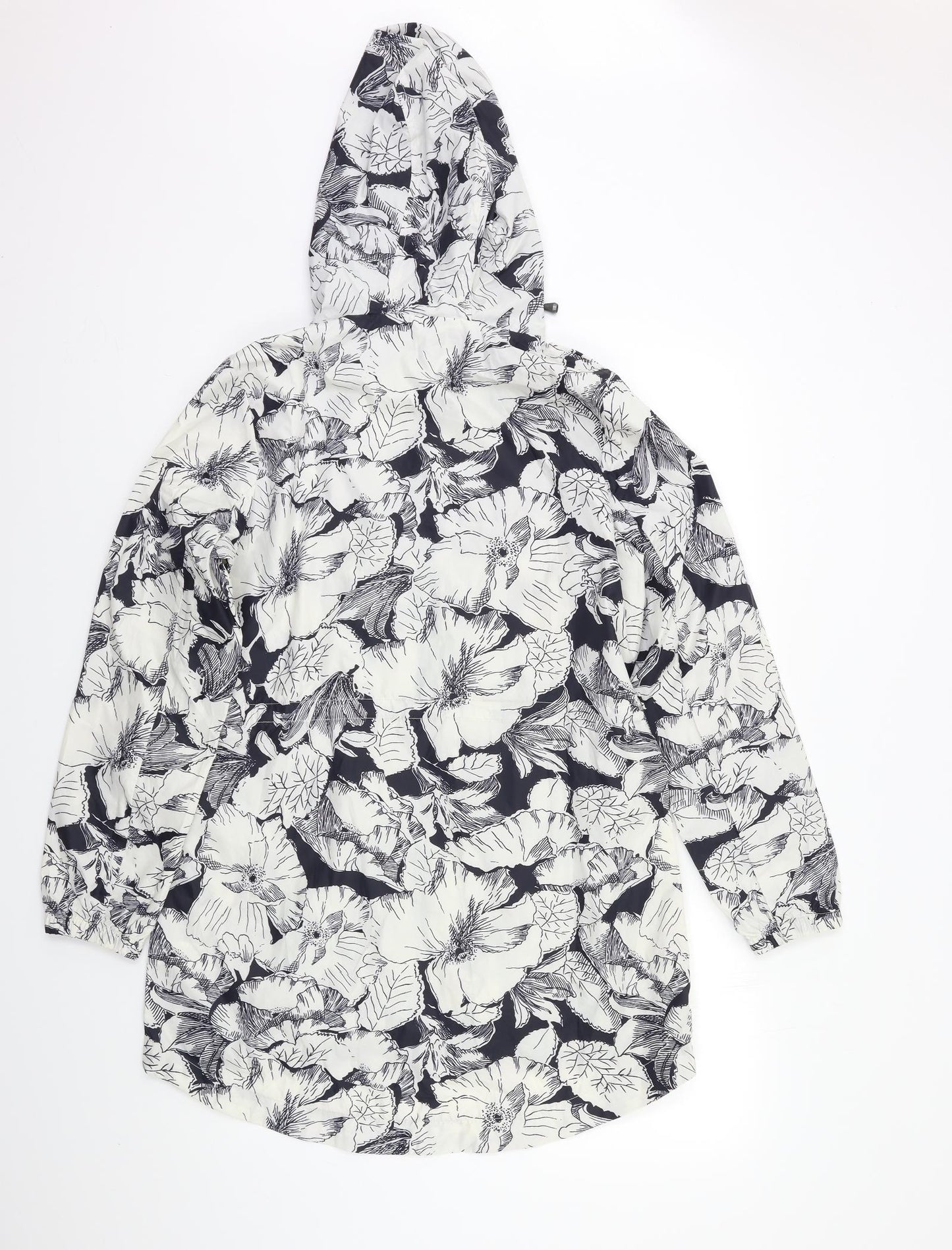 M&S Womens White Floral  Rain Coat Coat Size S