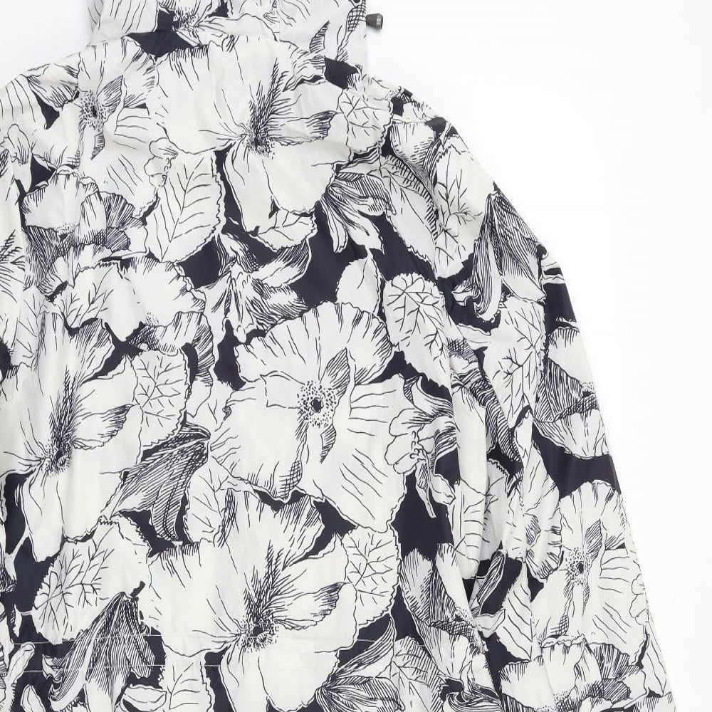 M&S Womens White Floral  Rain Coat Coat Size S