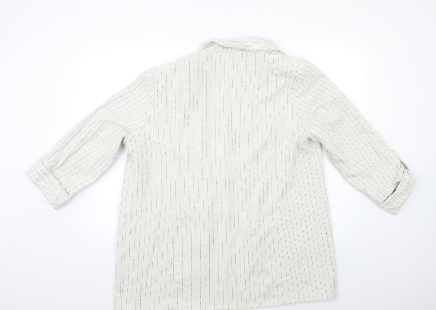 Papaya Womens White Striped Canvas Jacket Blazer Size 18