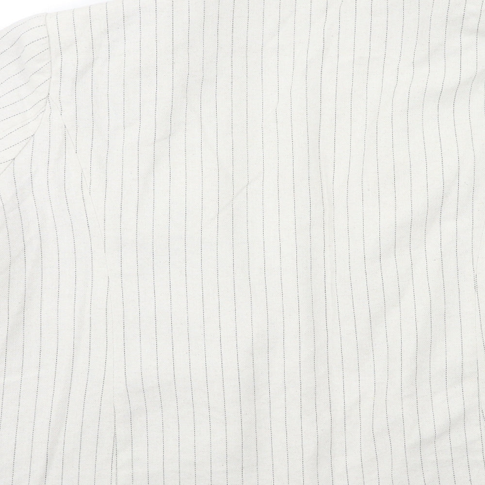 Papaya Womens White Striped Canvas Jacket Blazer Size 18