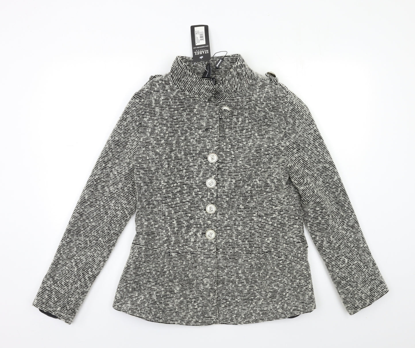 Izabel London Womens Grey Check  Jacket Blazer Size 12