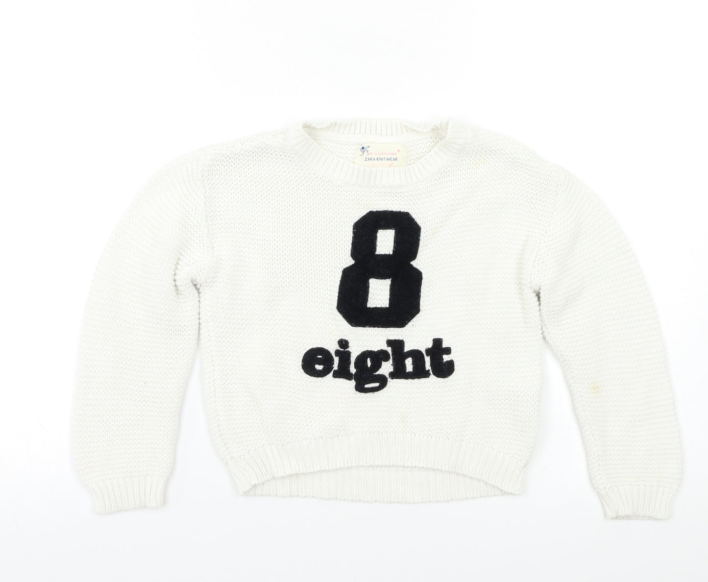 Zara Girls White   Pullover Jumper Size 4-5 Years