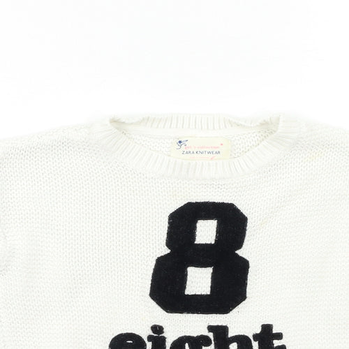 Zara Girls White   Pullover Jumper Size 4-5 Years