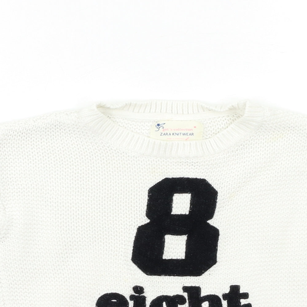 Zara Girls White   Pullover Jumper Size 4-5 Years