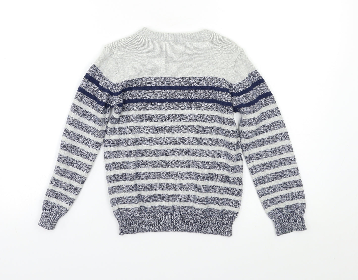 F&F Boys Blue Striped  Pullover Jumper Size 7-8 Years