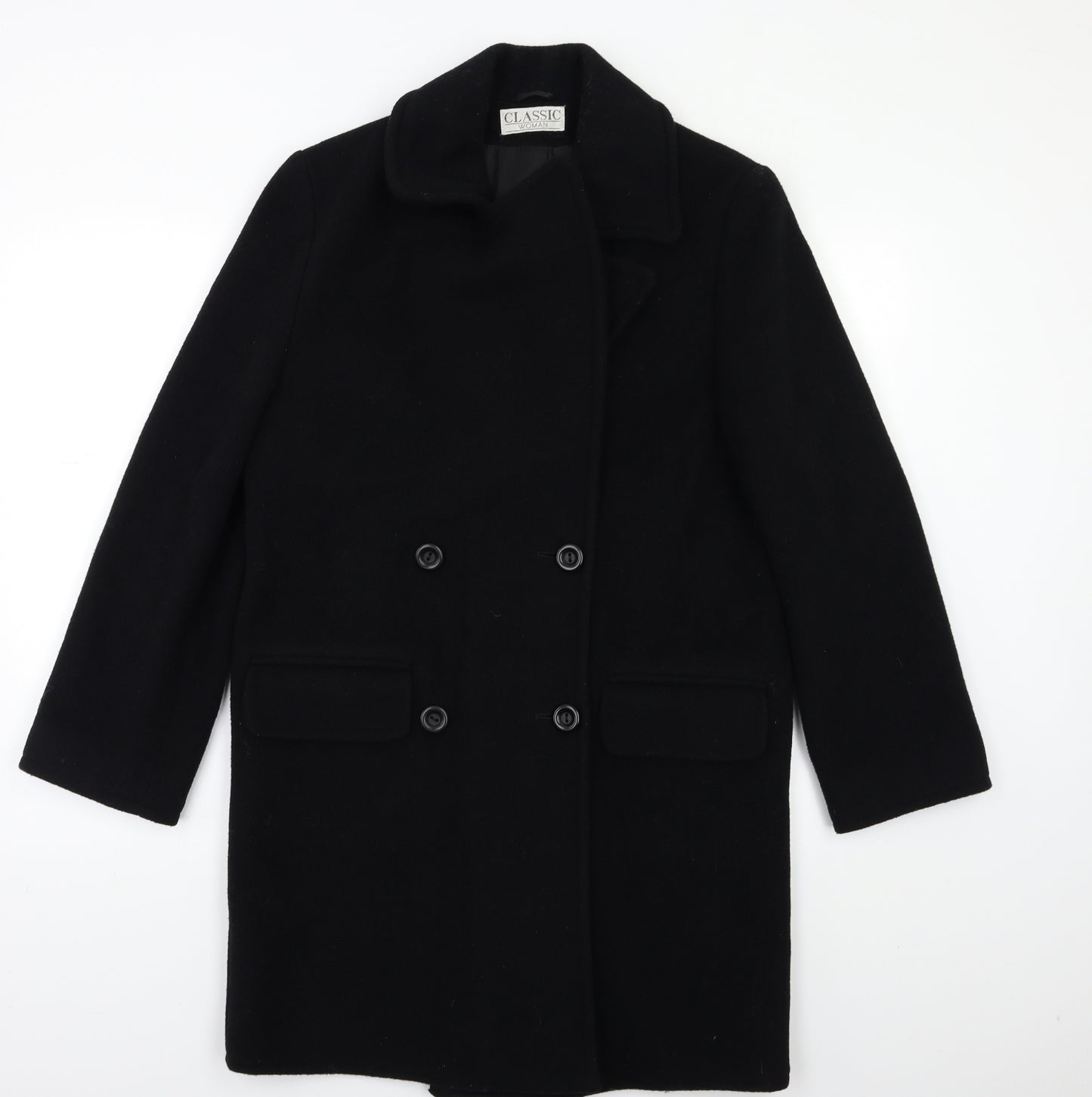 Classic Woman Womens Black   Overcoat Coat Size 10