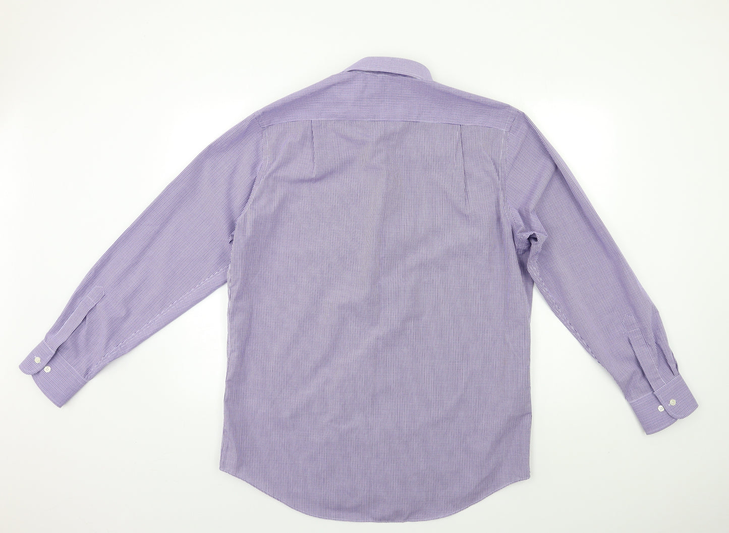 M&S Mens Blue Check   Dress Shirt Size 16