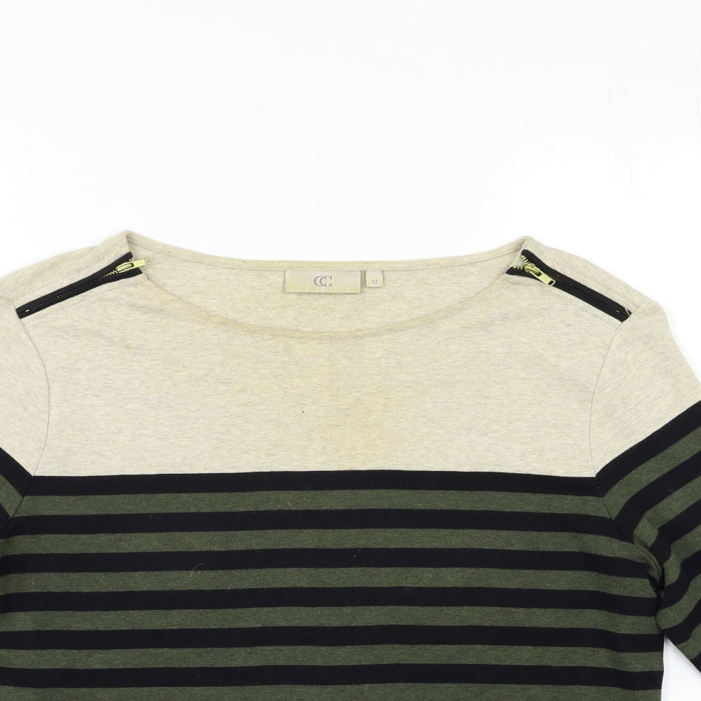 CC Womens Green Striped  Pullover Jumper Size M