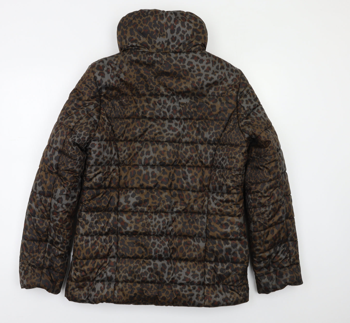 Avon Womens Brown Animal Print  Puffer Jacket Jacket Size 8