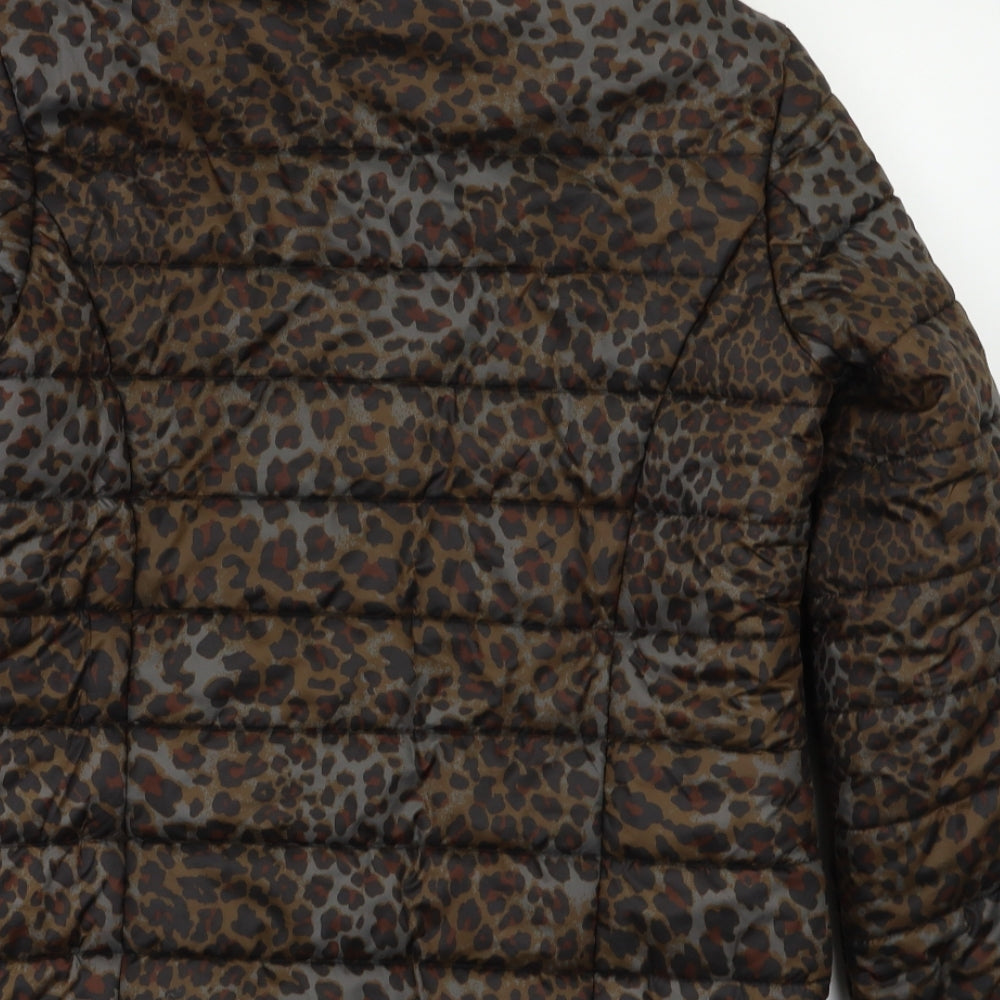 Avon Womens Brown Animal Print  Puffer Jacket Jacket Size 8