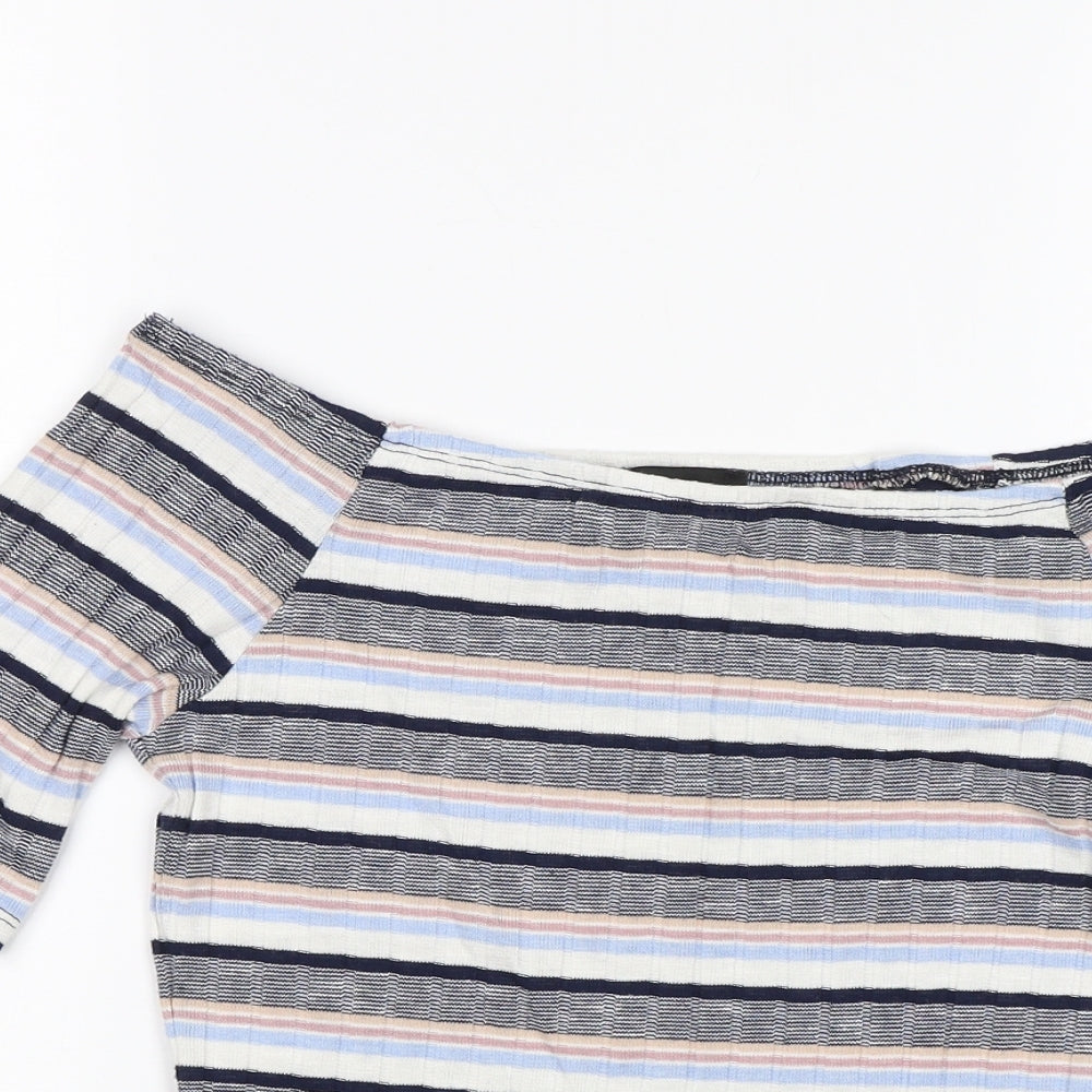 New Look Womens Blue Striped  Basic Blouse Size 12