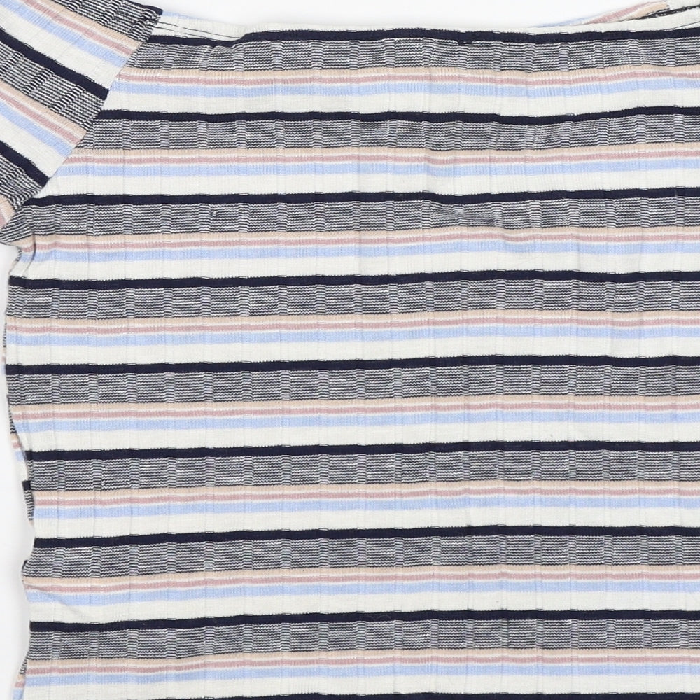 New Look Womens Blue Striped  Basic Blouse Size 12