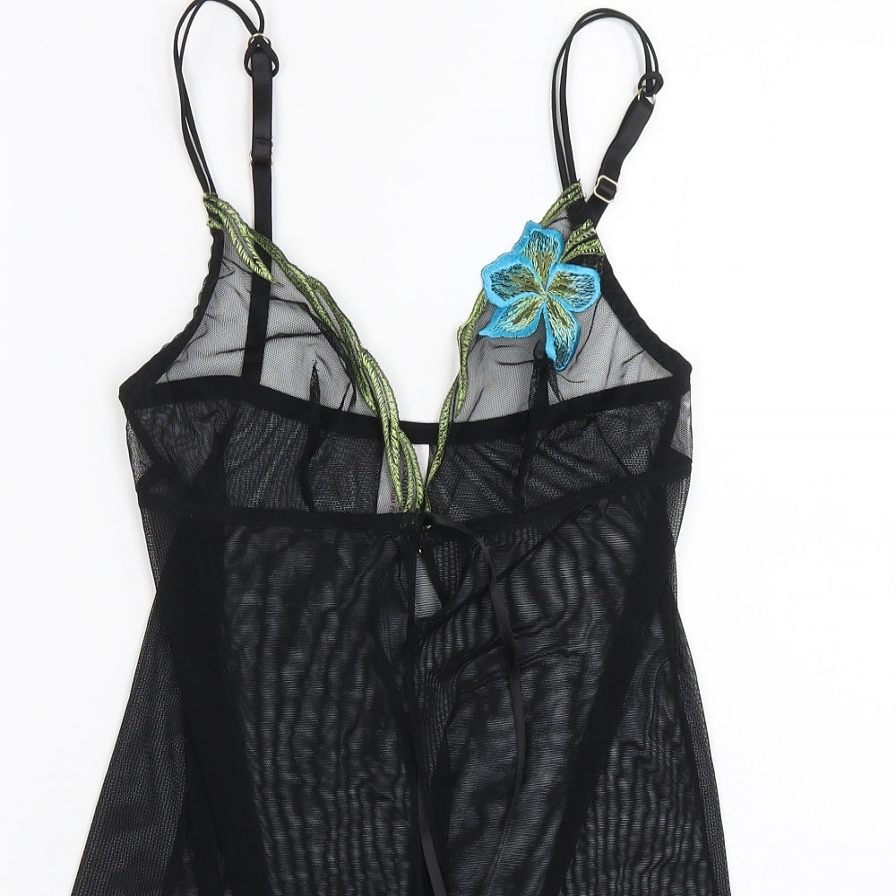 Ann Summers Womens Black Floral  Top Pyjama Top Size 10