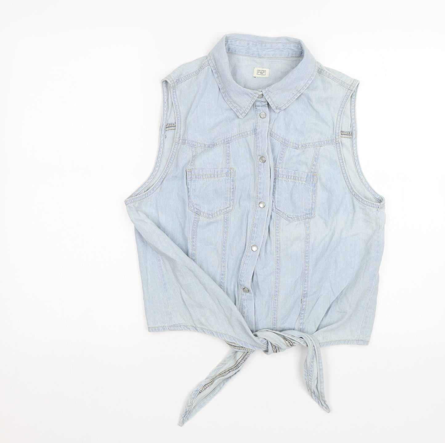 F&F Womens Blue  Denim Basic Blouse Size 18