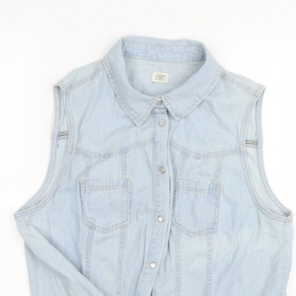 F&F Womens Blue  Denim Basic Blouse Size 18