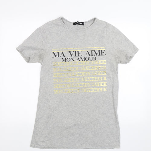 Parisian Womens Grey   Basic T-Shirt Size S  - ma vie aime mon amour
