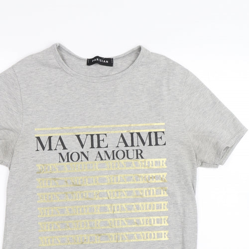 Parisian Womens Grey   Basic T-Shirt Size S  - ma vie aime mon amour