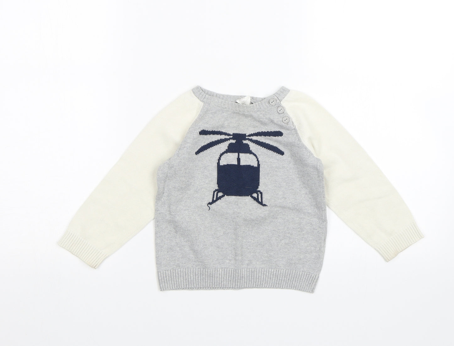 H&M Baby Grey   Pullover Jumper Size 12-18 Months  - Helicopter