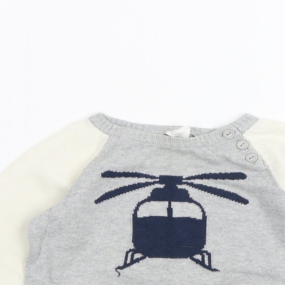 H&M Baby Grey   Pullover Jumper Size 12-18 Months  - Helicopter
