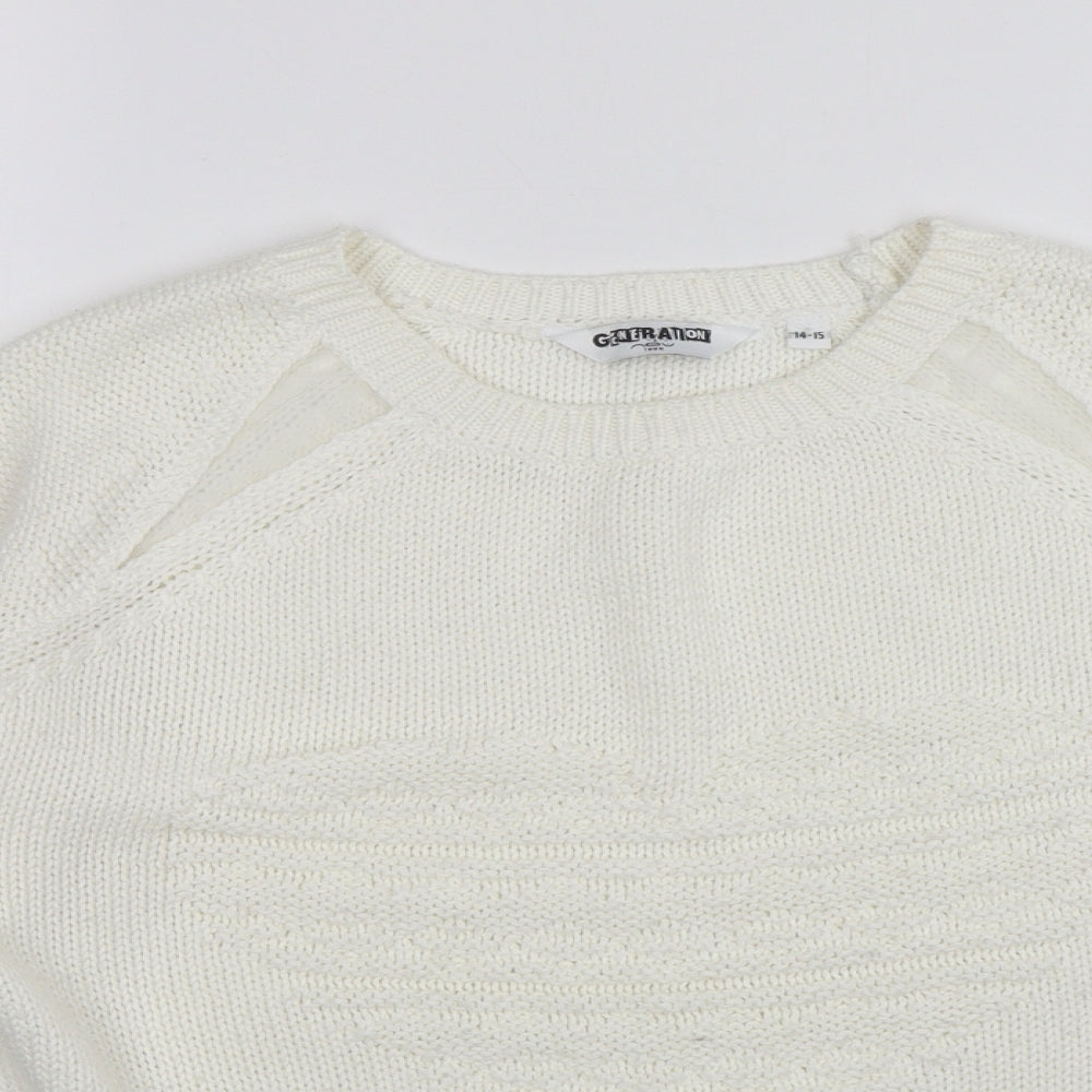 New Look Girls White   Pullover Jumper Size 14-15 Years