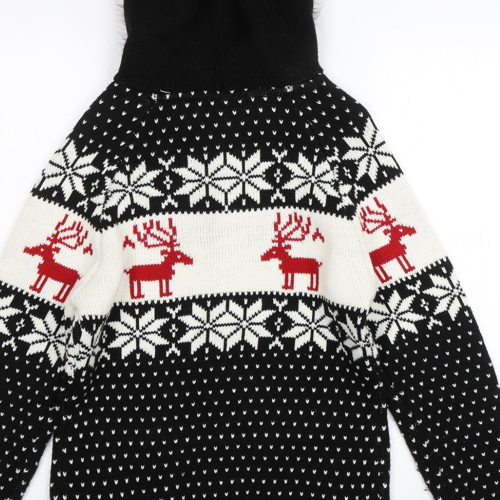 Atmosphere Womens Black Fair Isle  Full Zip Hoodie Size 14