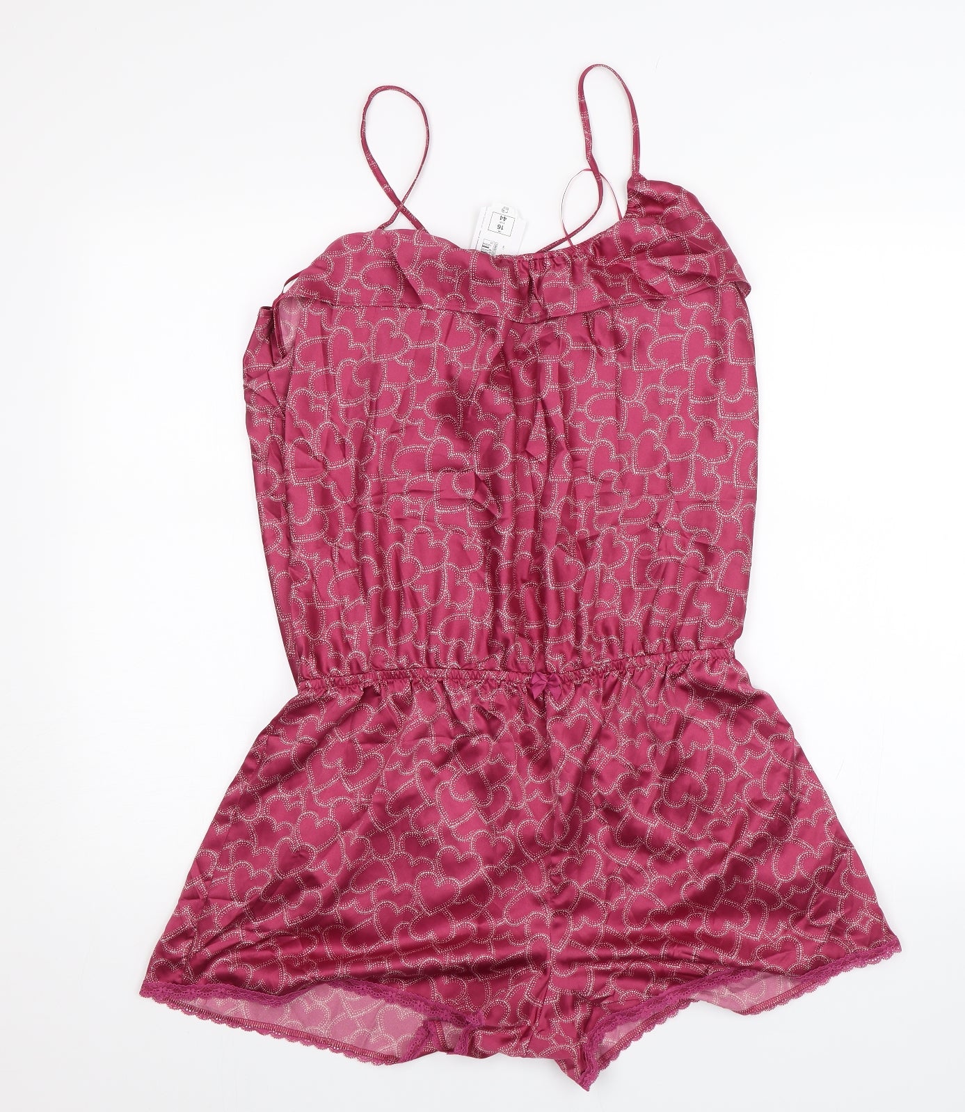 M&S Womens Pink Solid  Top One Piece Size 16  - Hearts