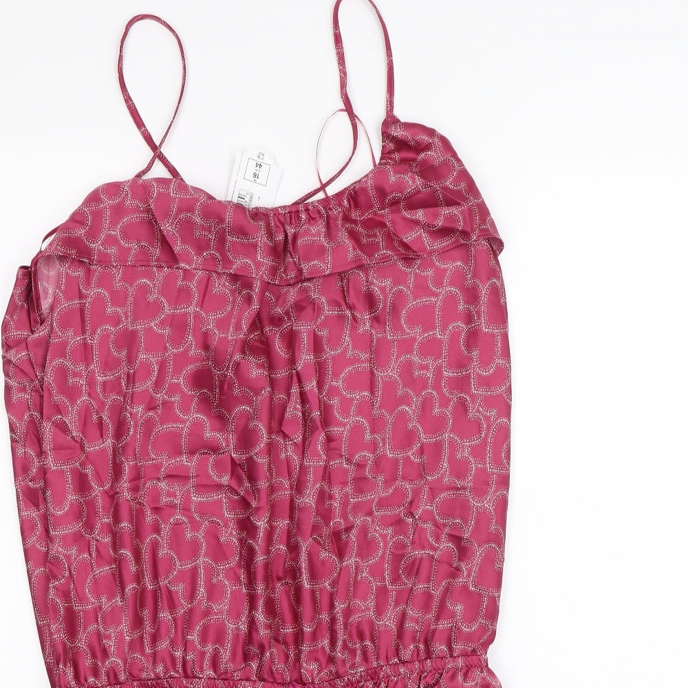 M&S Womens Pink Solid  Top One Piece Size 16  - Hearts