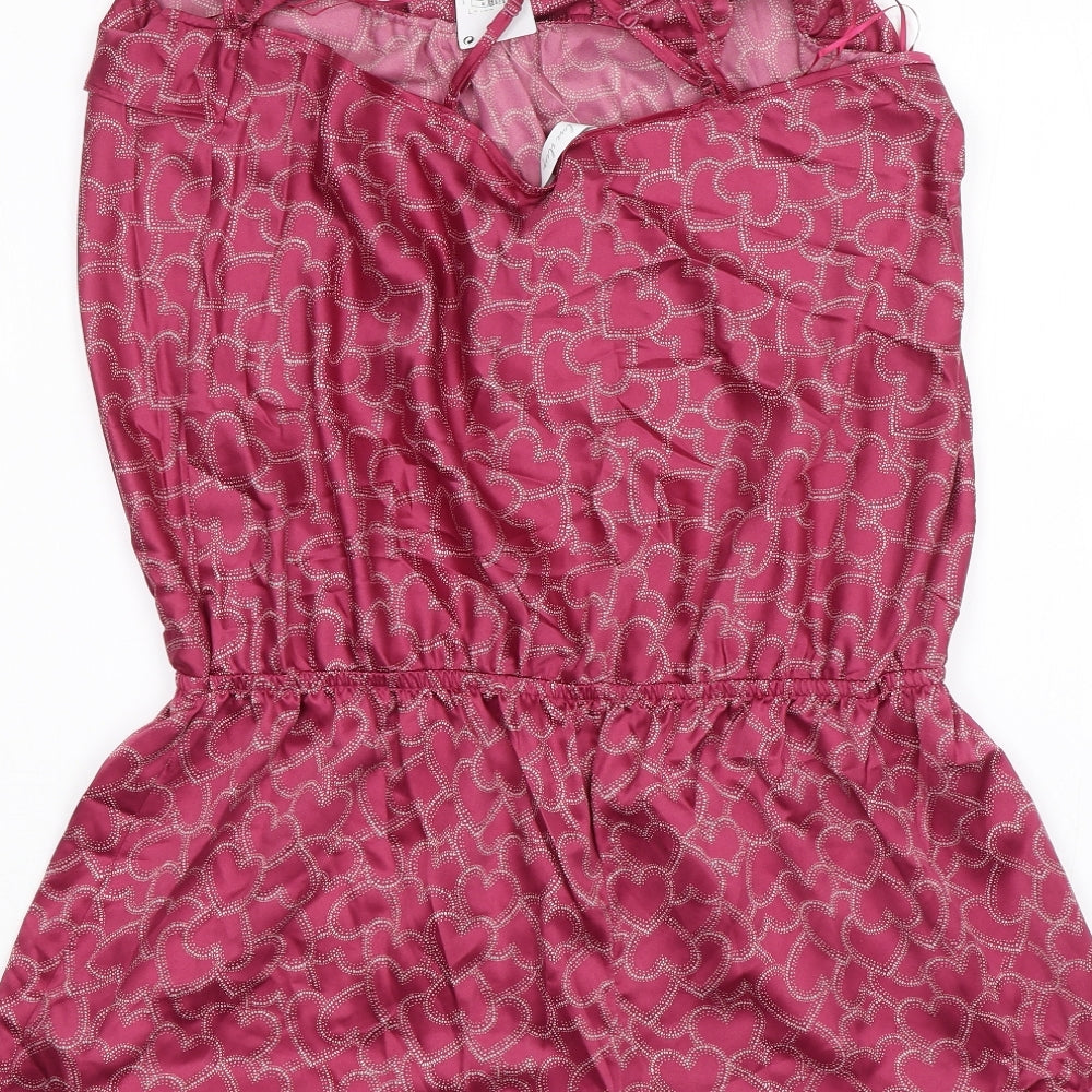 M&S Womens Pink Solid  Top One Piece Size 16  - Hearts