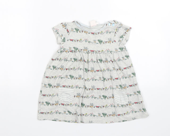 Mini Club Baby Grey Floral Shift Size 9-12 Months