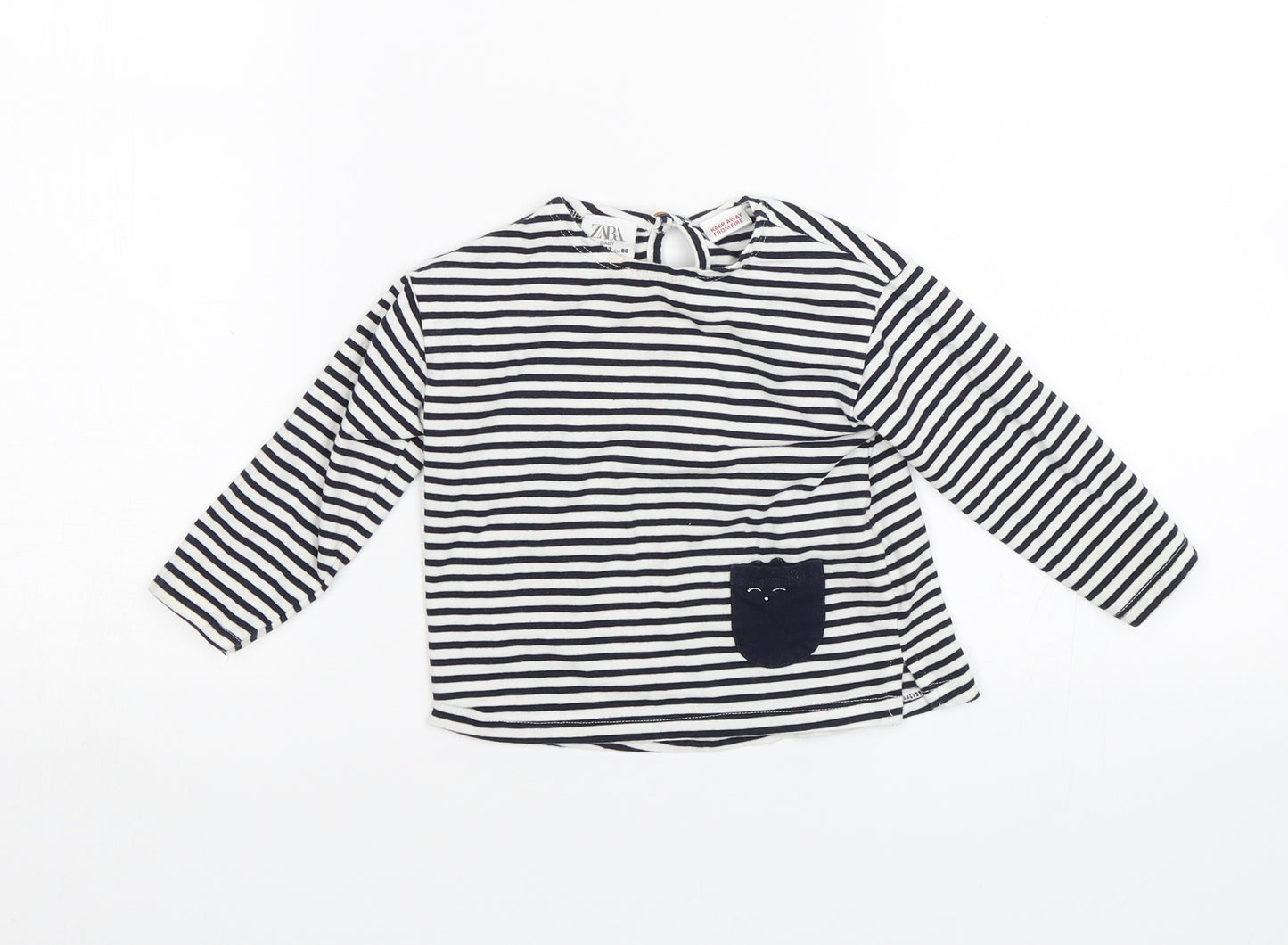 Zara Baby Blue Striped  Basic T-Shirt Size 9-12 Months
