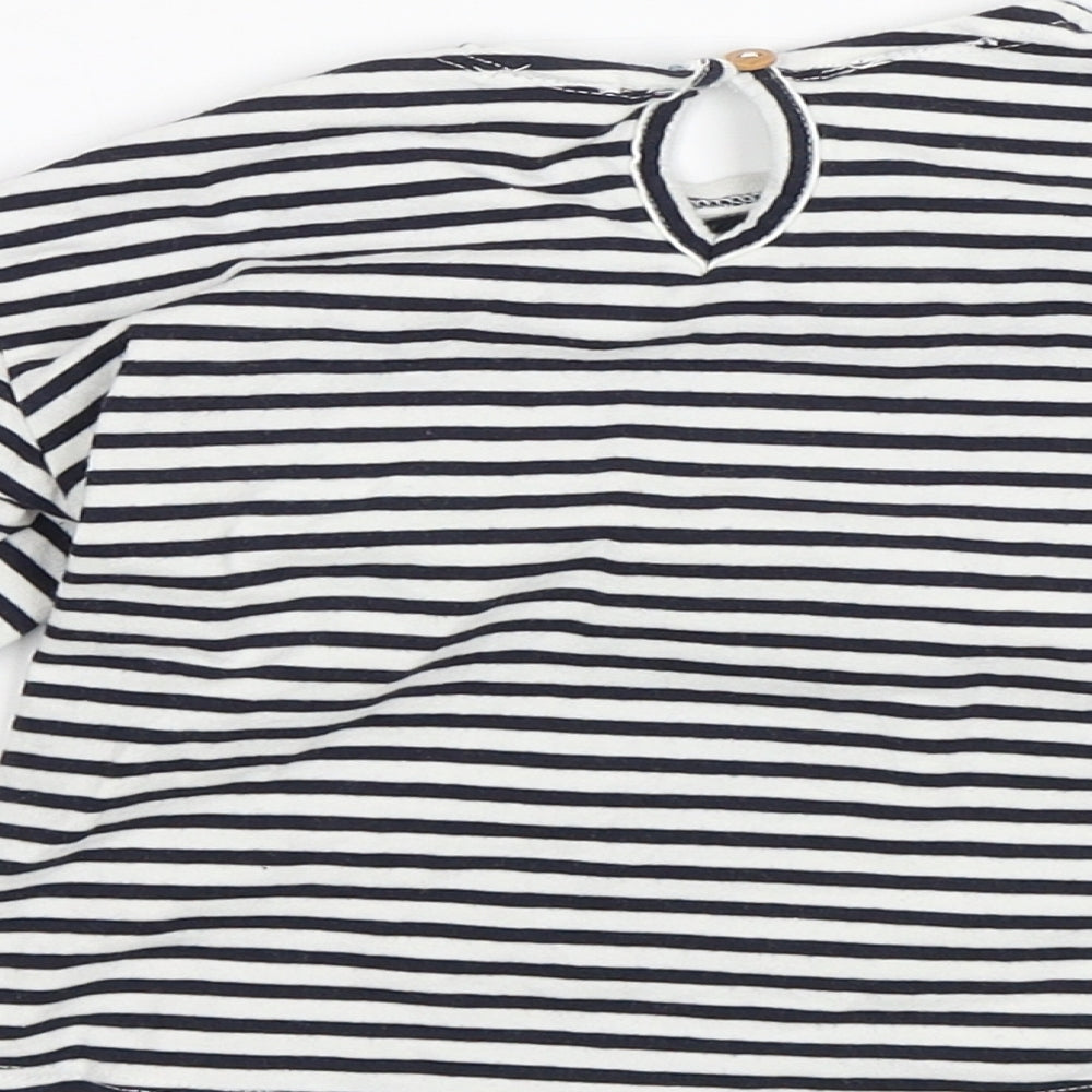 Zara Baby Blue Striped  Basic T-Shirt Size 9-12 Months