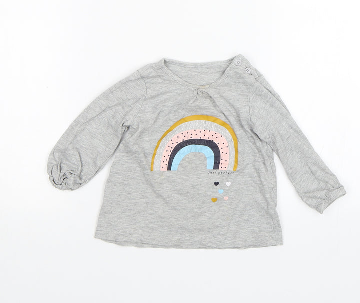 Matalan Baby Grey Basic T-Shirt Size 9-12 Months - Rainbow
