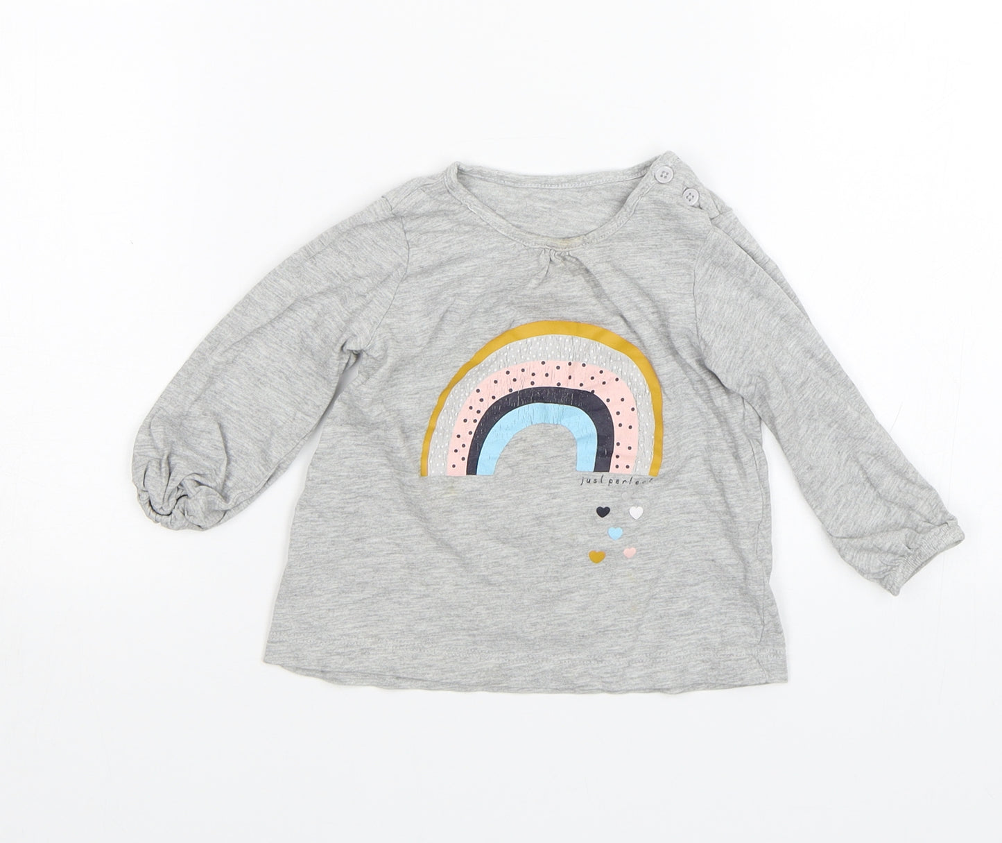 Matalan Baby Grey   Basic T-Shirt Size 9-12 Months  - Rainbow