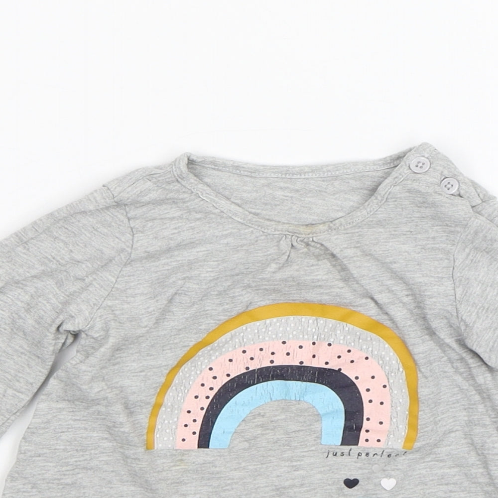 Matalan Baby Grey   Basic T-Shirt Size 9-12 Months  - Rainbow