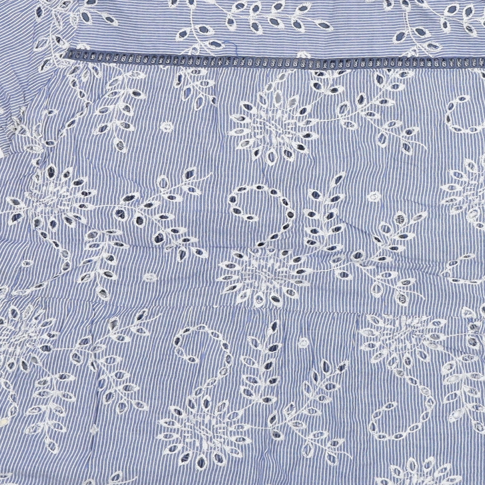 Holding Horses Womens Blue Floral  Basic Blouse Size 8