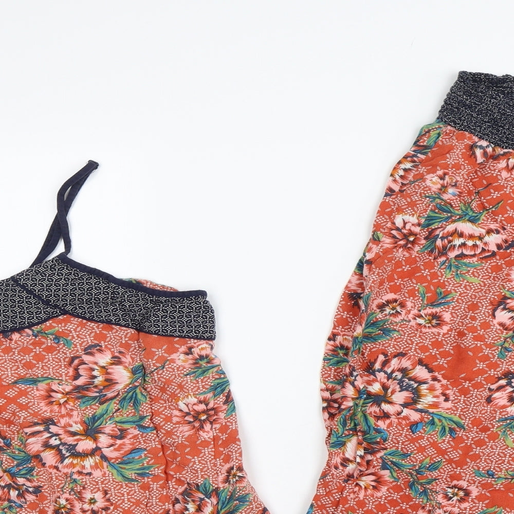 M&S Womens Orange Floral  Top Pyjama Set Size 16