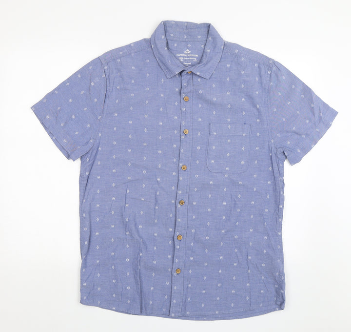 Easy Mens Blue Button-Up Size L